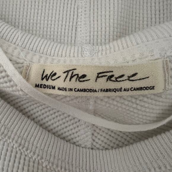 Free People We The Free Amelia Thermal Waffle Knit Top Medium White OB967842 - Picture 4 of 7